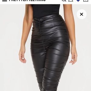 ⚡️Pretty Little Thing Rouched Faux Leather Pants